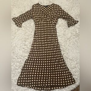Boden v neck Polka Dot Brown Dress size 10